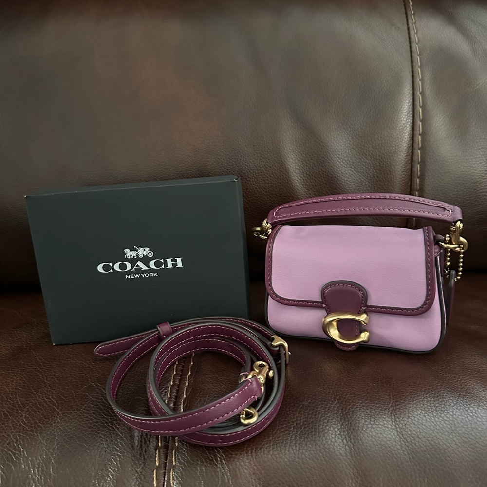 Coach Colorblock Leather Convertible Micro Soft Tabby Violet Orchid